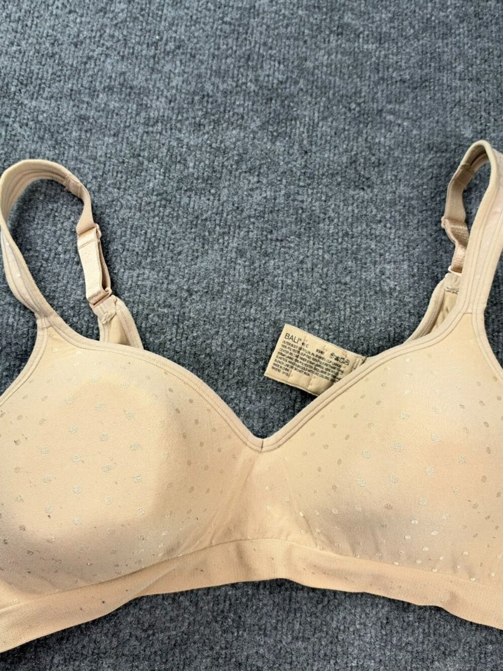Bali 40C Wireless Bra Nude Beige Polka Dot Foam Cup Comfort B540 Full Coverage